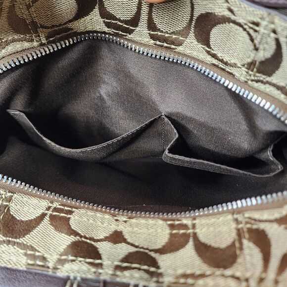 Vintage COACH SOHO SIGNATURE HOBO F17094 Khaki Mahogany Patent Leather Bag RARE - Picture 12 of 13